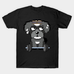 Funny schnauzer is exercising T-Shirt